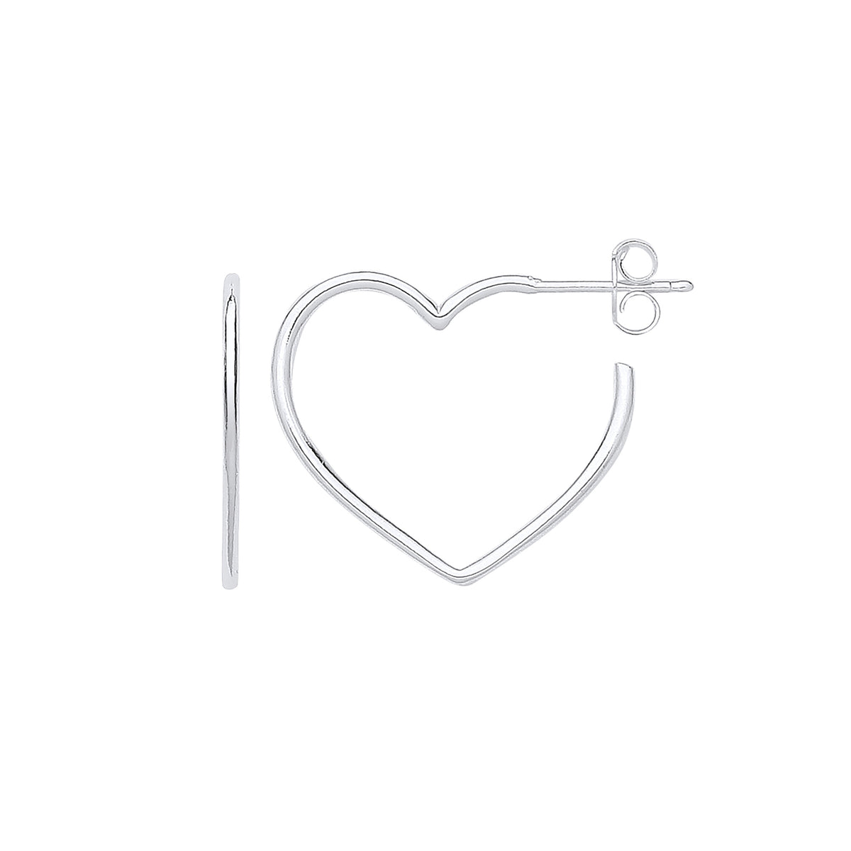 Silver Heart Hoop Earrings