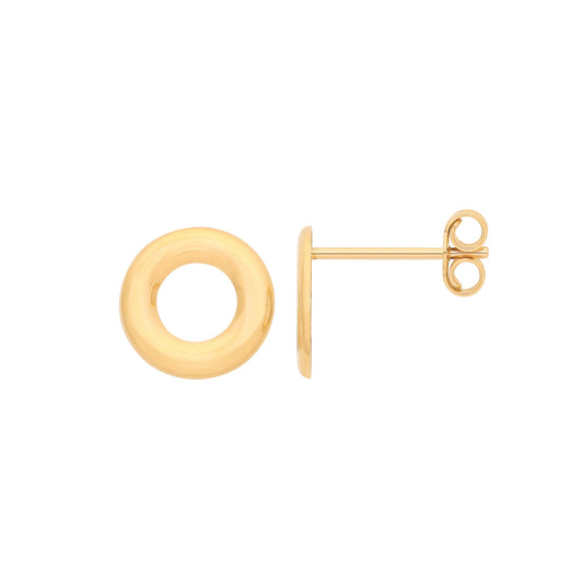 9ct Yellow Gold Plain Circle Stud Earrings