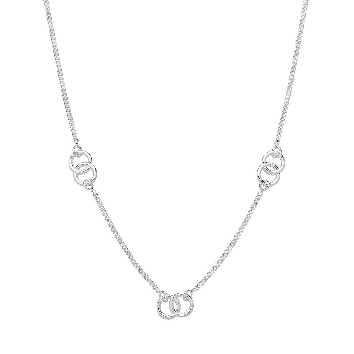Sterling Silver Interlocking Circles 17" Pendant Necklace