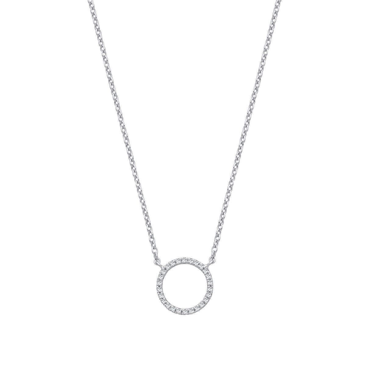 9ct White Gold 0.08ctw Necklace (chain 17")
