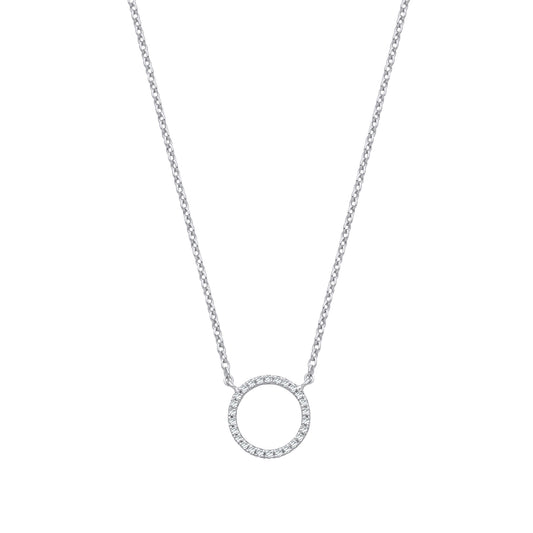9ct White Gold 0.08ctw Necklace (chain 17")