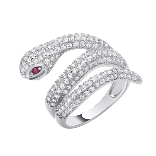 Sterling Silver CZ Snake Ring