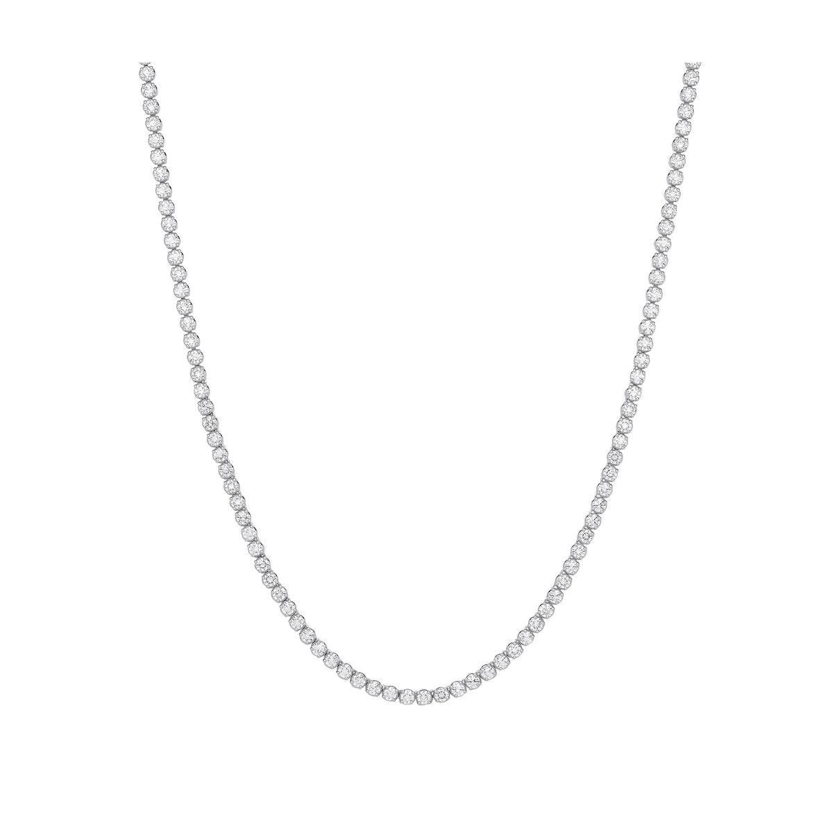 9ct White Gold 10.00ctw Lab-Grown 17-Inch Diamond Tennis Necklace (WGI Certified)