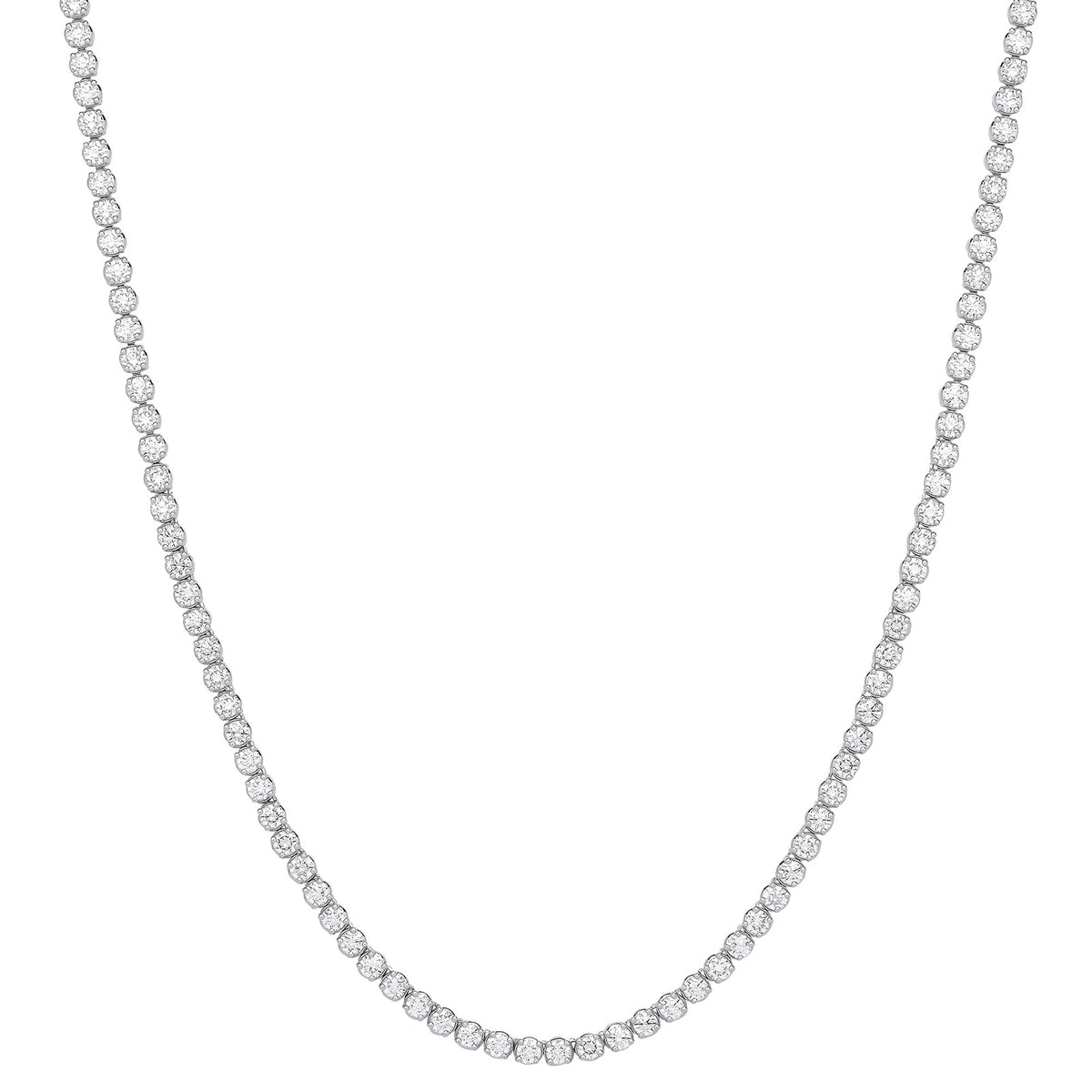 9ct White Gold 20.00ctw Lab-Grown 17-Inch Diamond Tennis Necklace (WGI Certified)