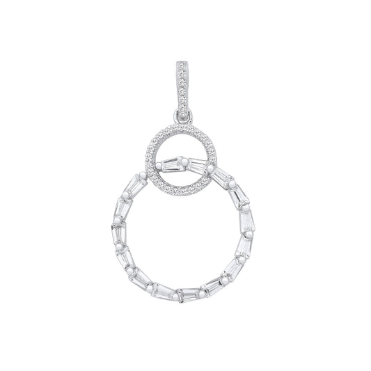 Silver Entwined Circles Drop CZ Pendant