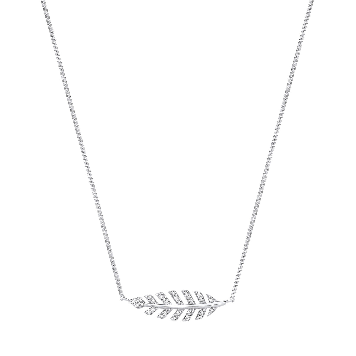 Silver CZ Feather Necklace