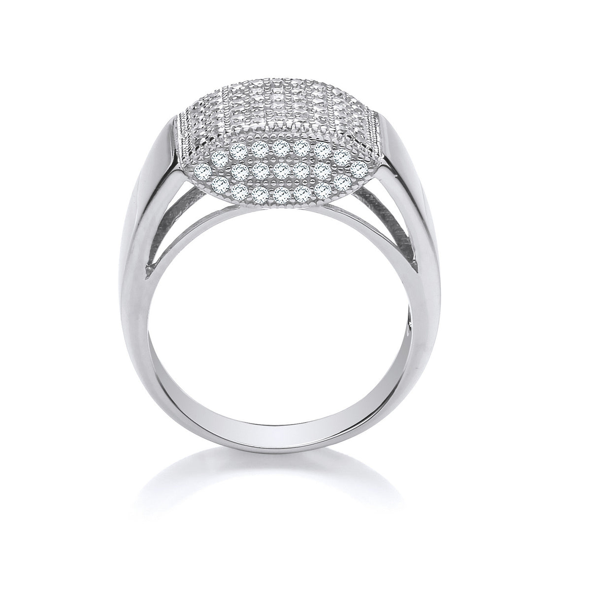 Sterling Silver Micro Pavé Cubic Zirconia Gents Ring