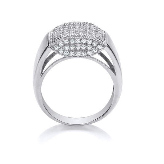 Sterling Silver Micro Pavé Cubic Zirconia Gents Ring