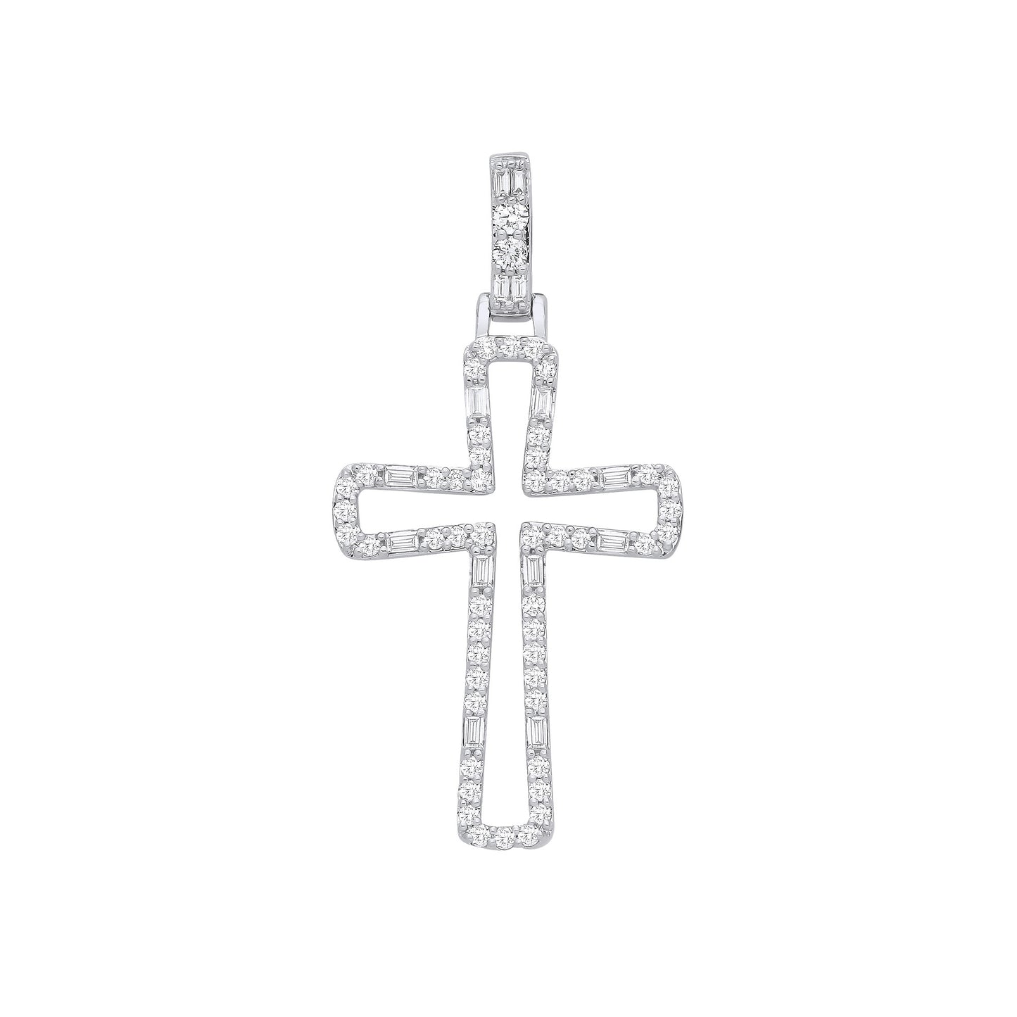 9ct White Gold 0.40ctw Diamond Cross Pendant