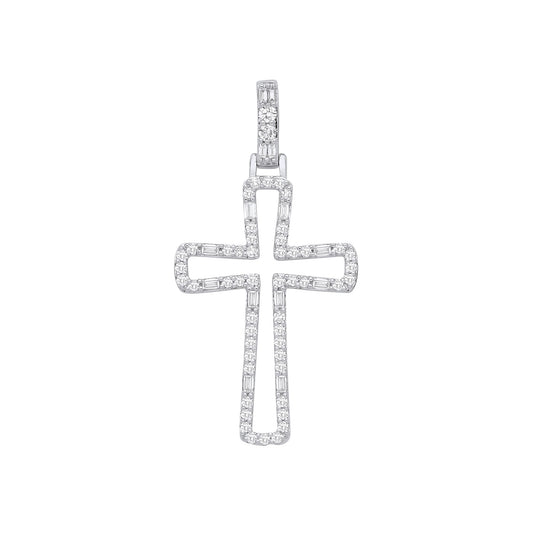 9ct White Gold 0.40ctw Diamond Cross Pendant