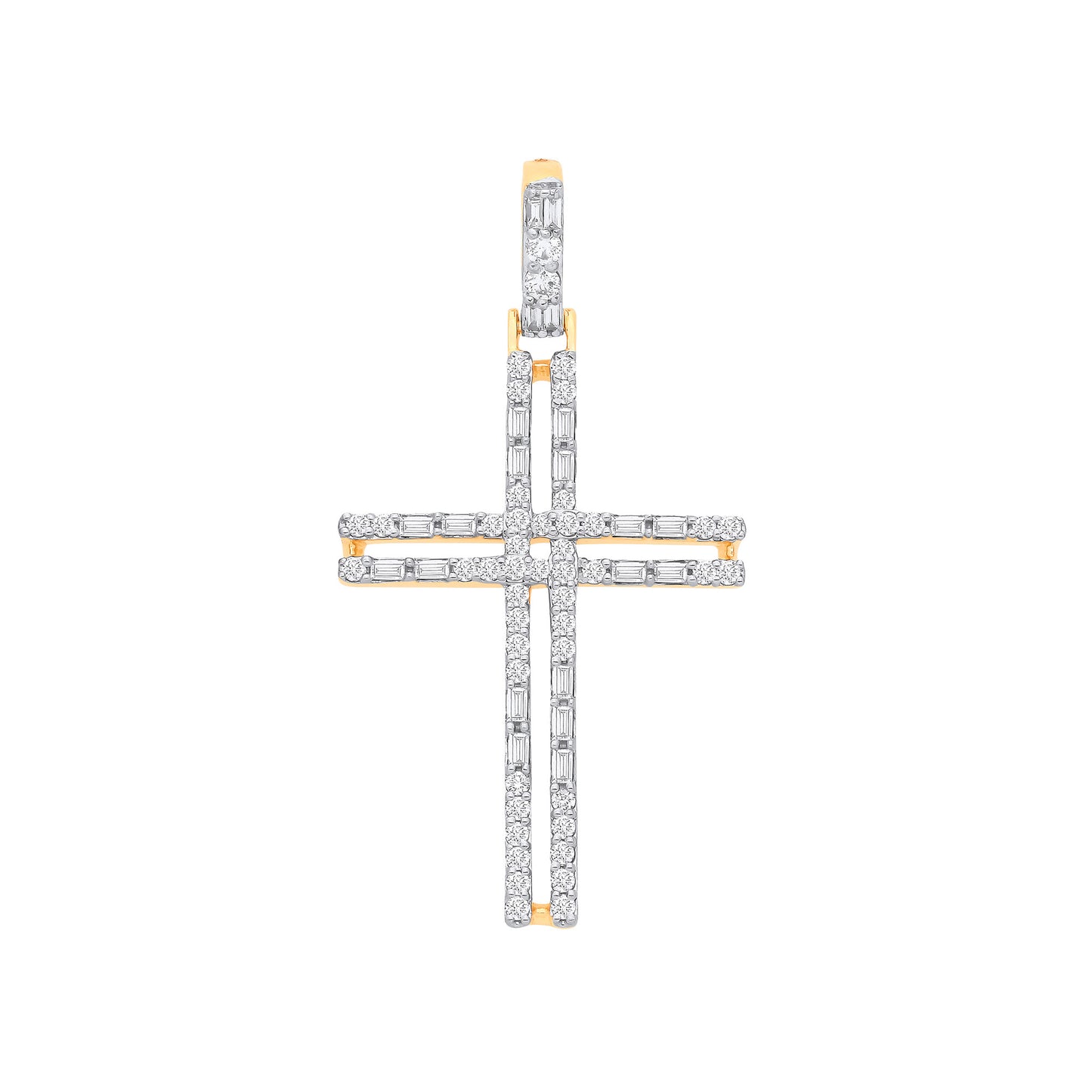 9ct Yellow Gold 0.42ctw Diamond Cross Pendant