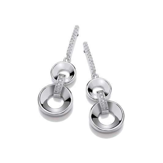 Circles Silver Drop Earrings