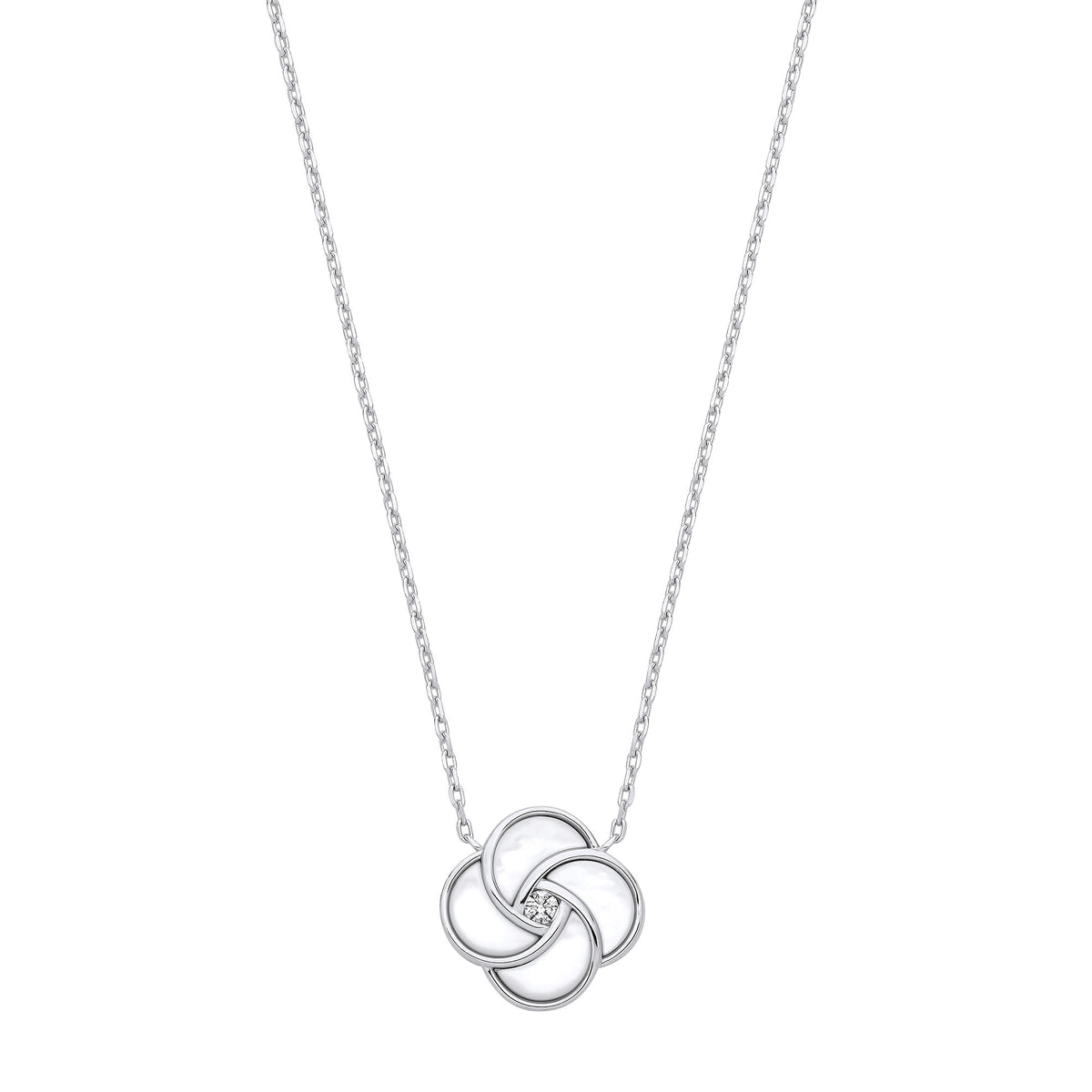 Sterling Silver White Shell Swirl Pendant Necklace