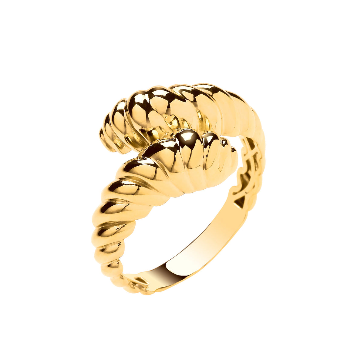 9ct Yellow Gold Crossover Ribbed Ladies Ring
