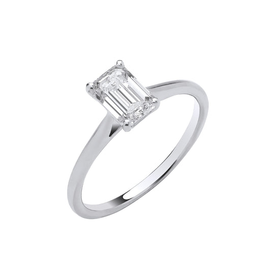 18ct White Gold 1.00ctw Emerald Cut LAB GROWN Diamond Ring IGI Certified