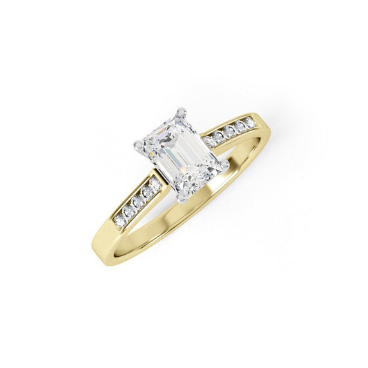 9ct Yellow Gold Emerald Cut Clear CZ Ladies Ring
