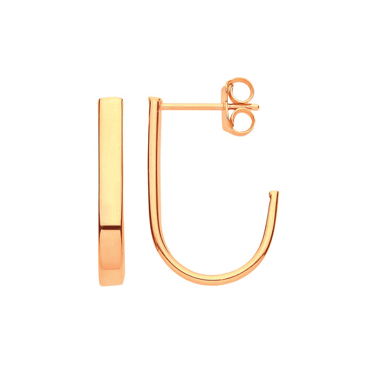 9ct Yellow Gold Plain 'J' Hoop Earrings