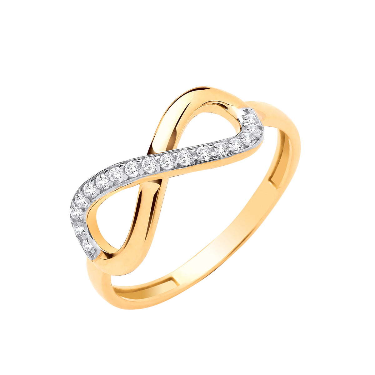 9ct Yellow Gold Infinity CZ Ladies Ring
