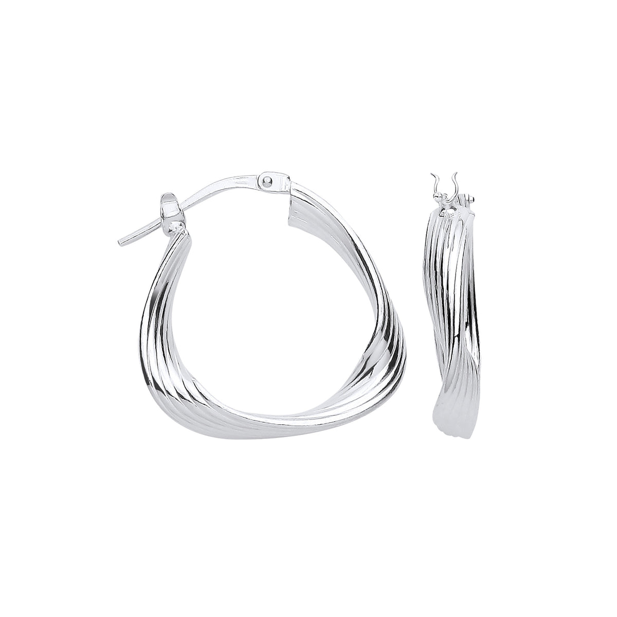 Sterling Silver 21mm Twisted Triangle Hoop Earrings
