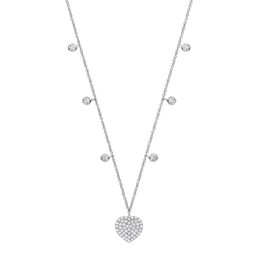 9ct White Gold 0.45ctw Diamond Heart Necklace