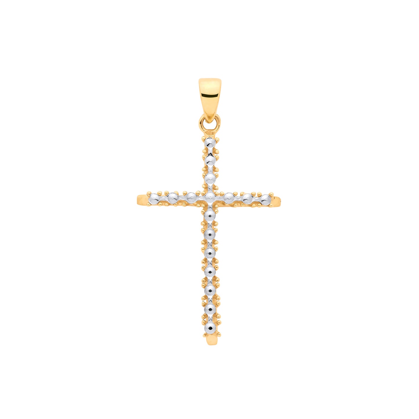 9ct Yellow & White Gold with Illusion D/C Plate Cross