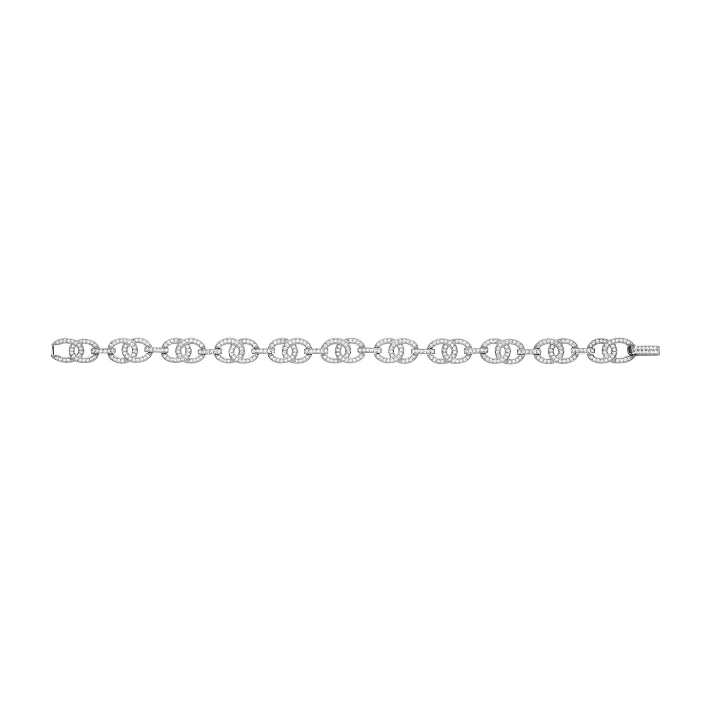 Silver Interlocked Circles CZ Ladies Bracelet