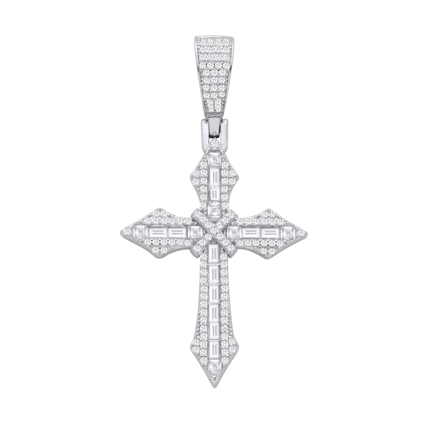 Silver CZs Pointed Cross