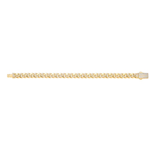 9ct Yellow Gold Cz Curb 8mm Gents Bracelet