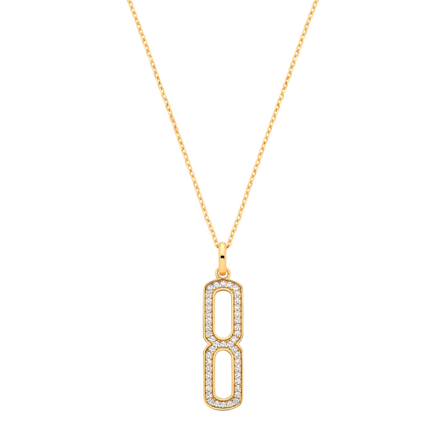 Silver 18ct Yellow Gold Plated Necklace with CZ Paper Clip Drop Pendant