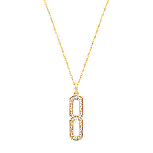 Silver 18ct Yellow Gold Plated Necklace with CZ Paper Clip Drop Pendant
