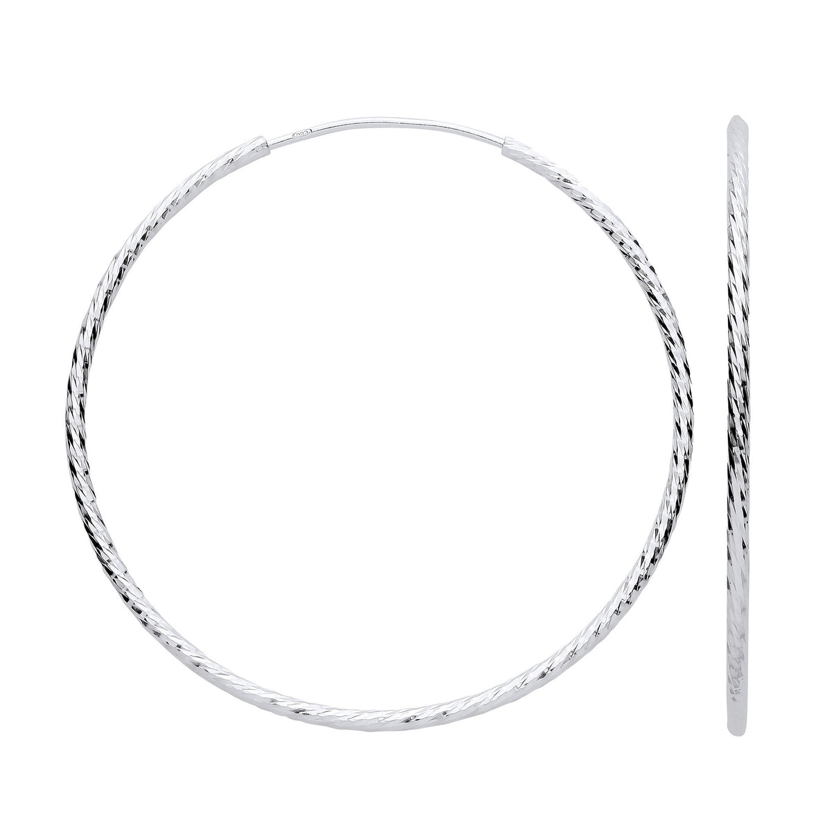 Sterling Silver 50mm Large Classic Hoop Earrings