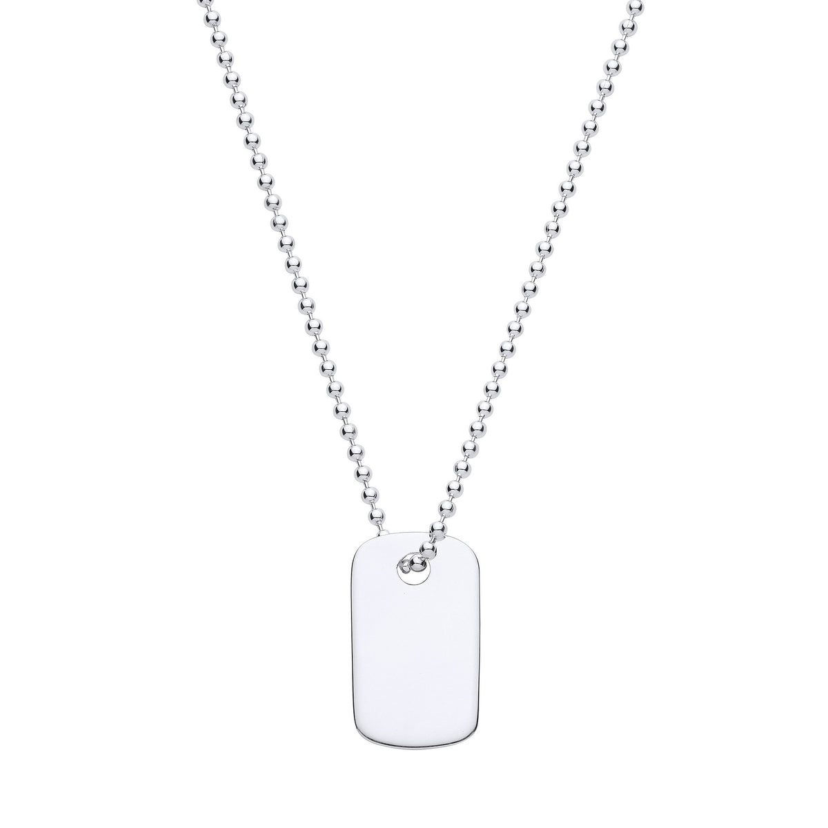 Sterling Silver Dog Tag ID Pendant with Chain