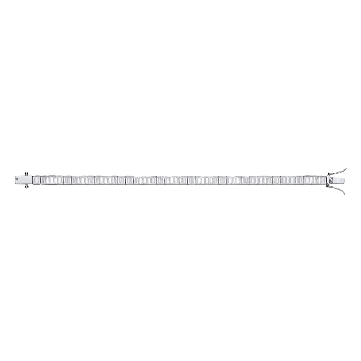 Sterling Silver Baguettes Tennis Ladies Bracelet