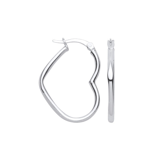 Sterling Silver Heart Hoop Earrings