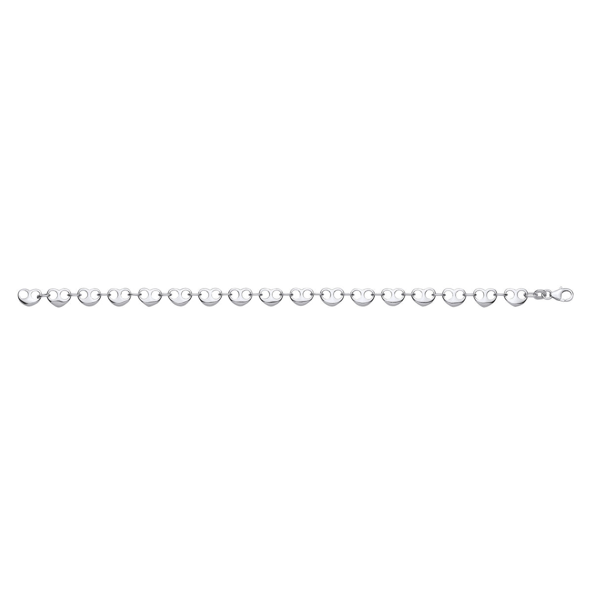 Sterling Silver Heart Bean Ladies Bracelet