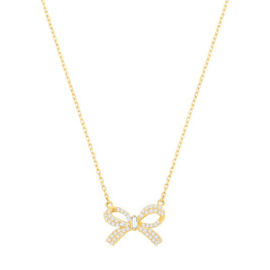 9ct Yellow Gold Cz Bow Chain