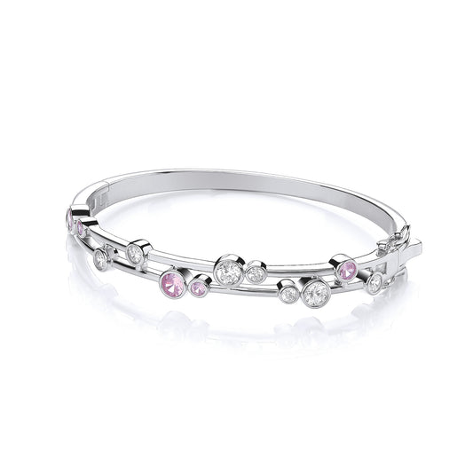 Timeless Rubover set Pink & Clear CZs Ladies J-Jaz Bangle