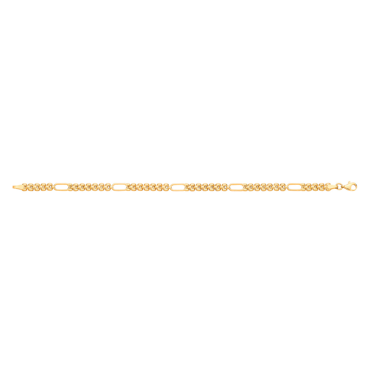 9ct Yellow Gold Panther & Plain Oval Link Ladies Bracelet