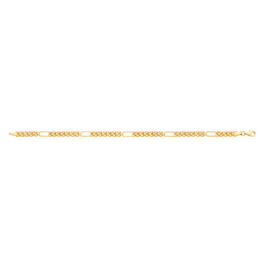 9ct Yellow Gold Panther & Plain Oval Link Ladies Bracelet