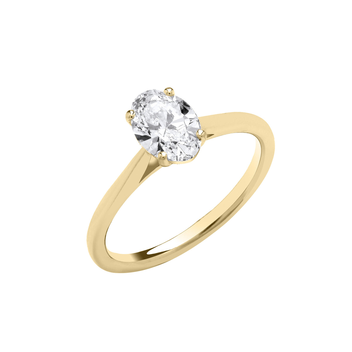 18ct Yellow Gold 1.00ctw Oval Cut Lab-Grown Diamond Ring (IGI Certified)