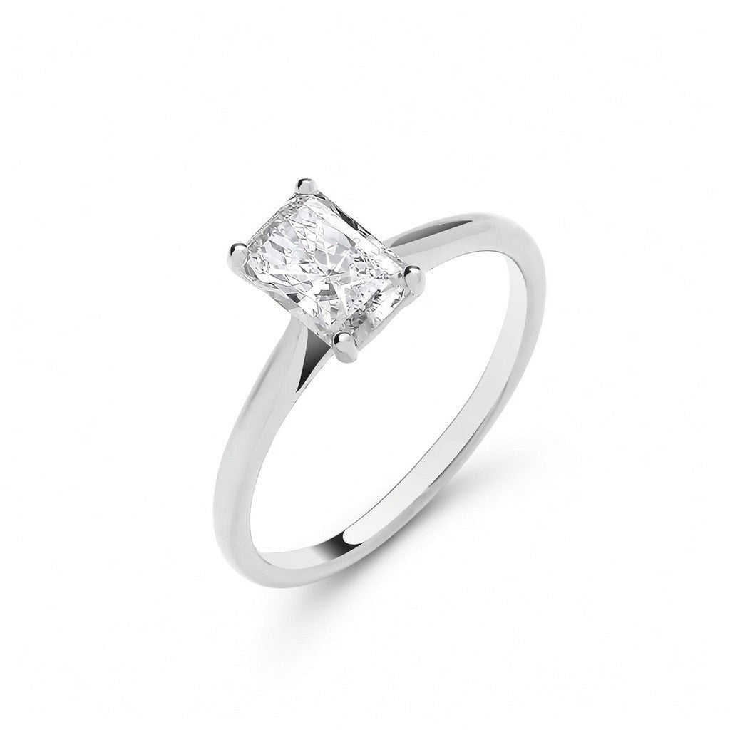 18ct White Gold 1.00ctw Radiant Cut Lab-Grown Diamond Ring (IGI Certified)