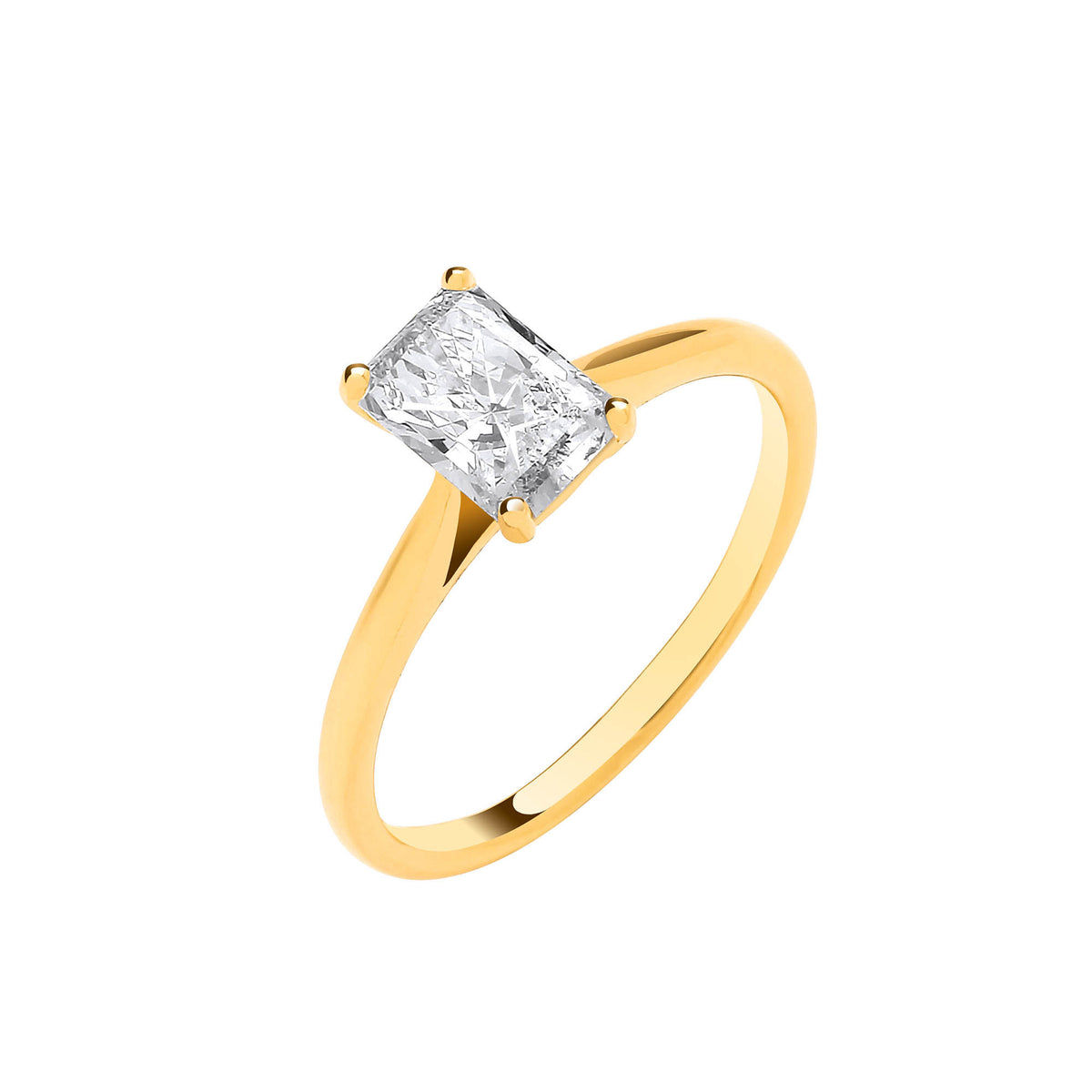 18ct Yellow Gold 1.00ctw Radiant Cut Lab-Grown Diamond Ring (IGI Certified)