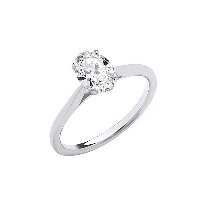9ct White Gold 1.00ctw Oval Cut Lab-Grown Diamond Ring (IGI Certified)