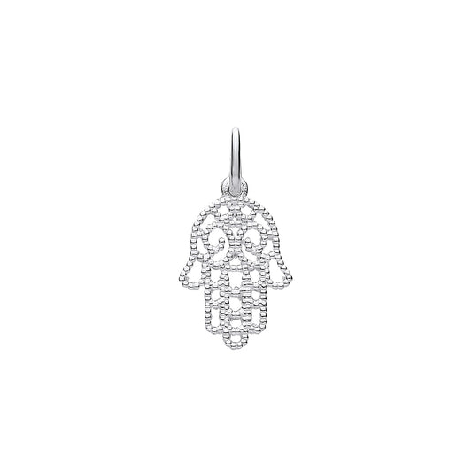 Sterling Silver Hamsa Hand Beaded Pendant