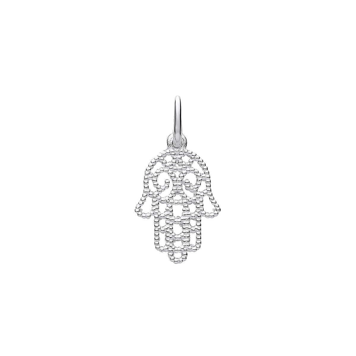 Sterling Silver Hamsa Hand Beaded Pendant