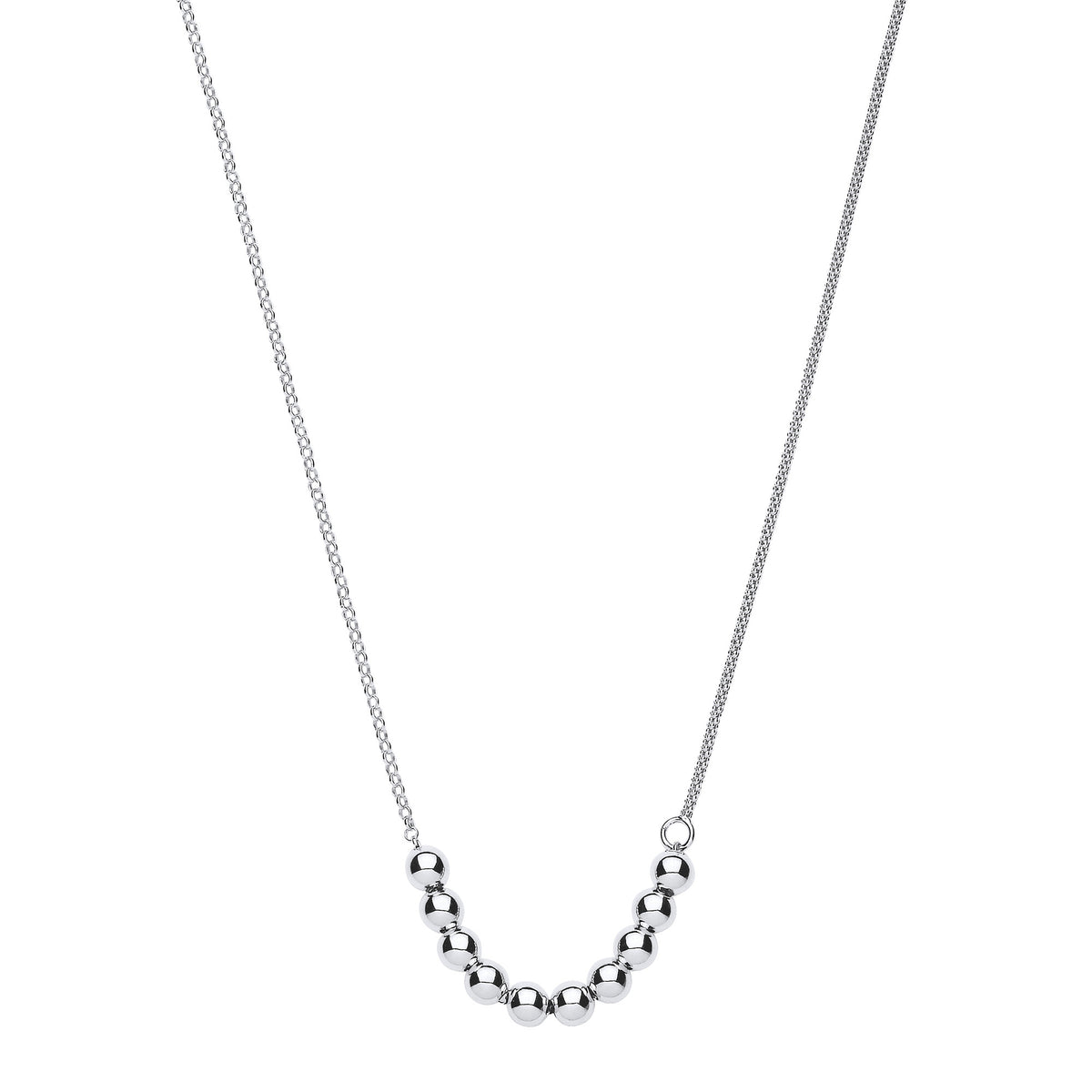 Silver Necklace with Beads on Belcher & Popcorn Chains