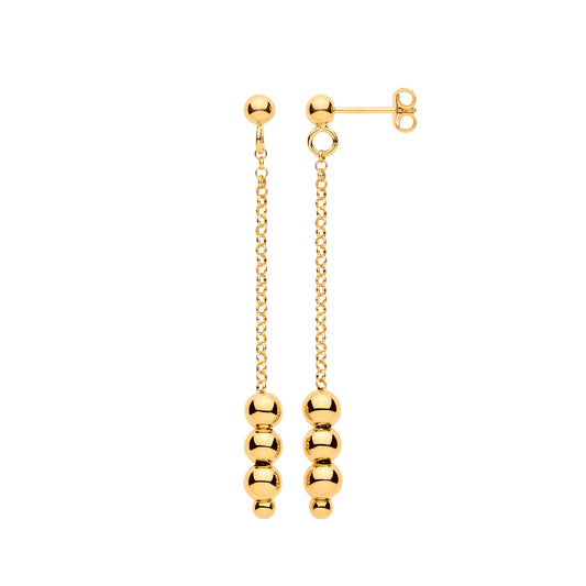 Sterling Silver YG Plated Beads Drop Earrings