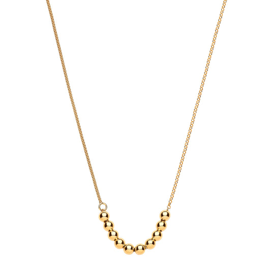 Silver Yellow Gold Plated Necklace with Beads on Belcher & Popcorn Chains