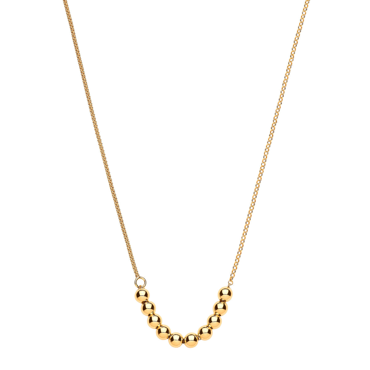 Silver Yellow Gold Plated Necklace with Beads on Belcher & Popcorn Chains