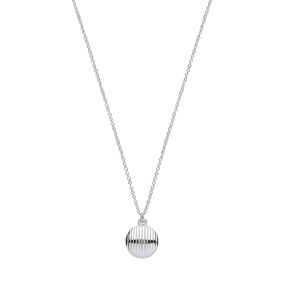 Silver Button Ribbed Pendant Chain